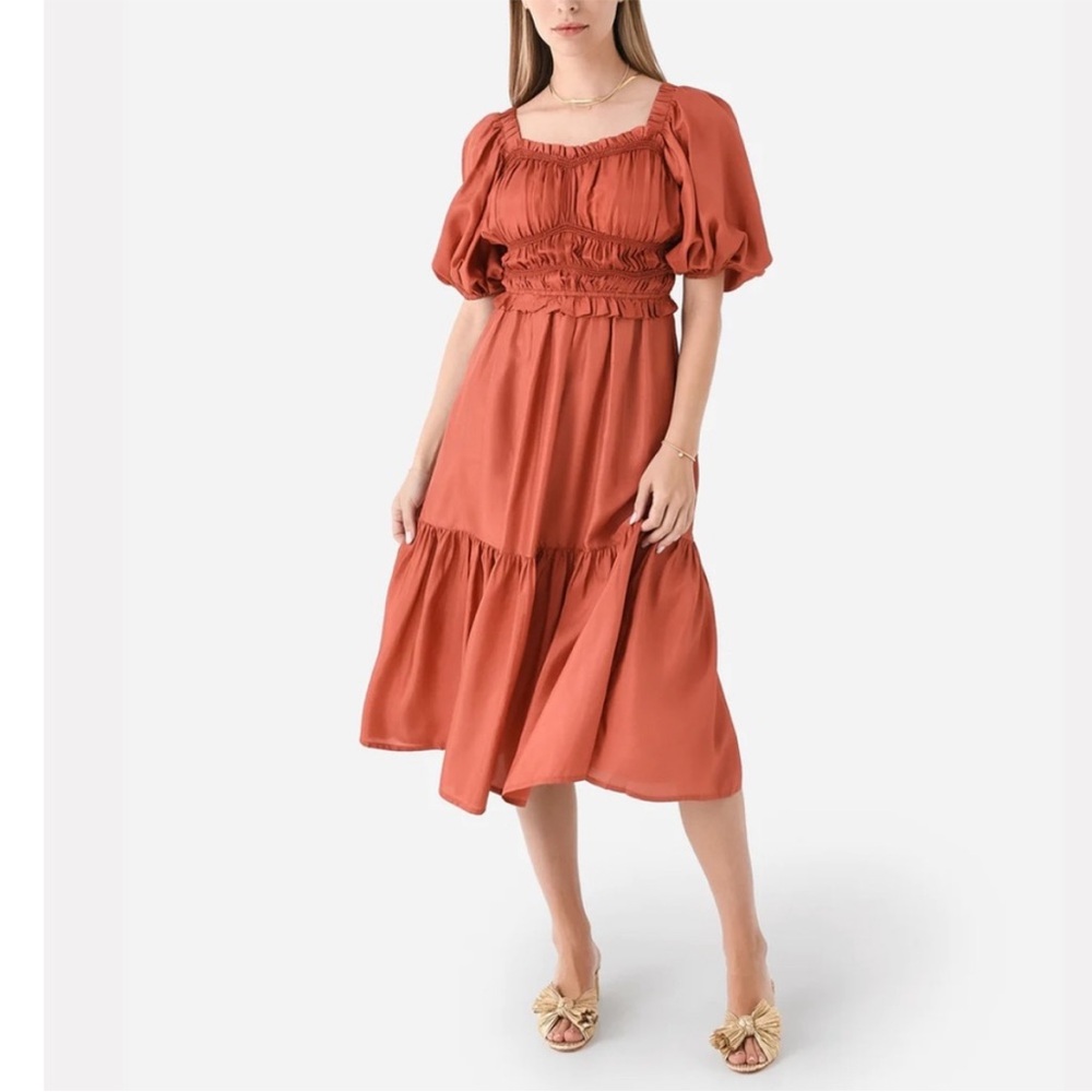 SEA
Kyle Puff Sleeve Silk Midi Dress